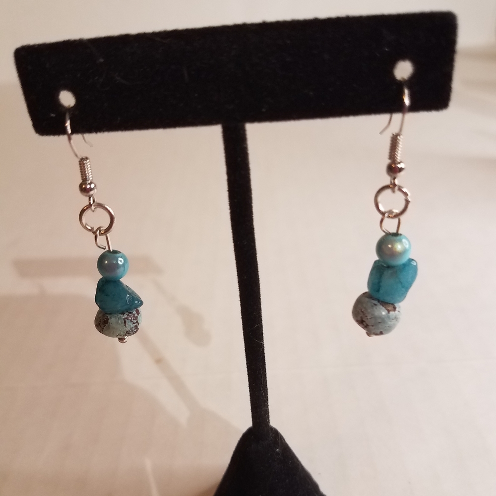 Handmade earrings Blue Rock j299 - Picture 1 of 2